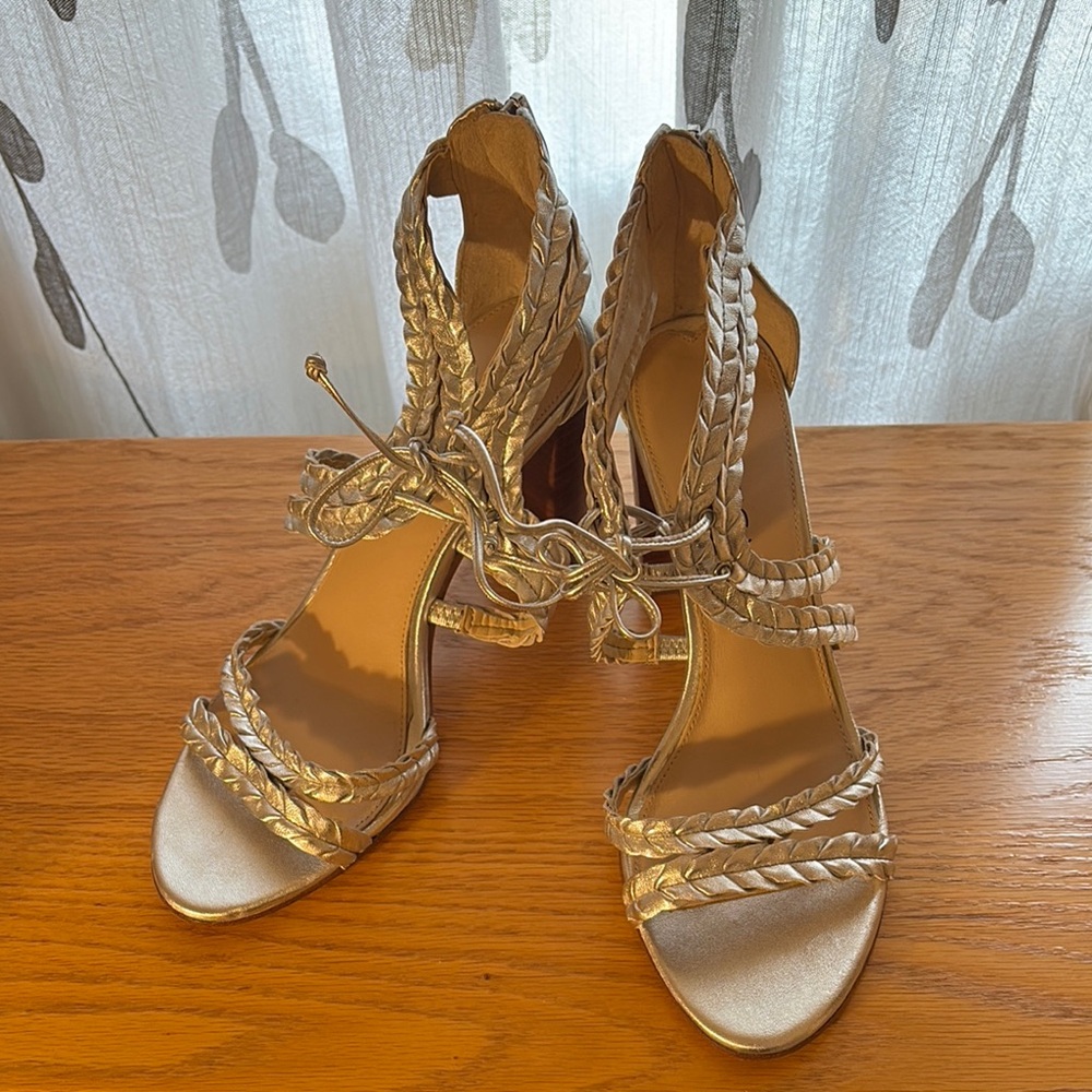 Via Spiga Silver Braided Heels
